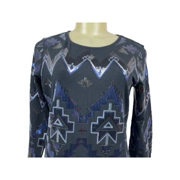 Express Women’s Black and Blue Sequined Dress Sz M - Picture 7 of 9